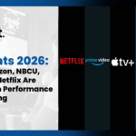 Upfronts 2026 slide showing Netflix, Prime Video, Apple TV+, Disney+, and Hulu logos with performance advertising focus.