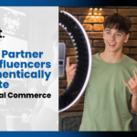 Brand and influencer collaborating on social commerce marketing strategy