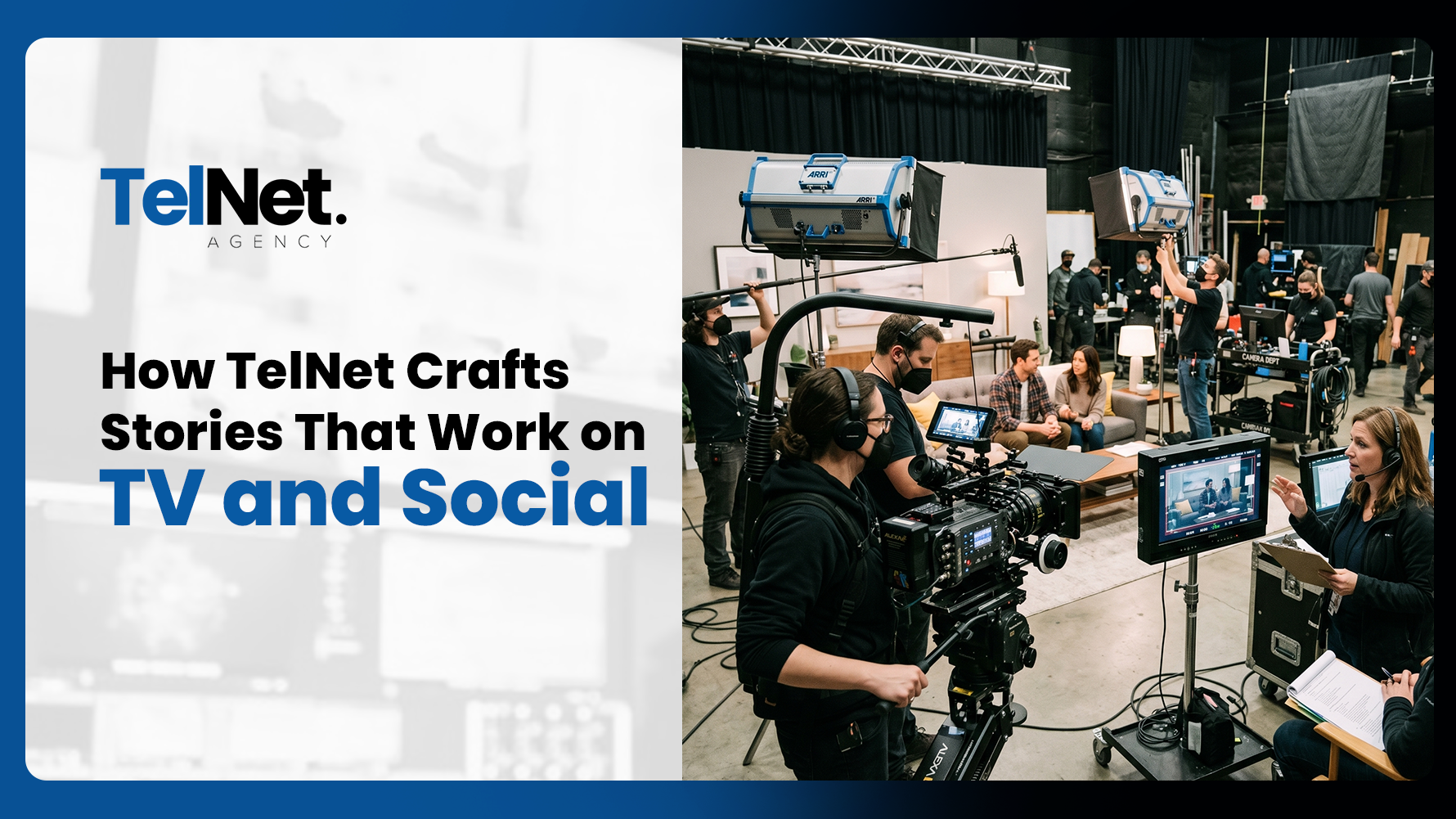 Marketing team planning a cross-channel campaign with TV commercials, social media videos, and digital assets connected by one brand story.