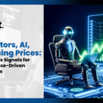 A robot in a suit works on a laptop next to a glowing green upward performance graph, with the headline "Regulators, AI, and Rising Prices: This Week's Signals for Performance-Driven Advertisers."